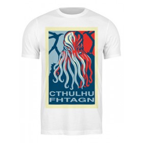 Мужская футболка с принтом Ктулху Фхтагн в Екатеринбурге,  |  | Тематика изображения на принте: 