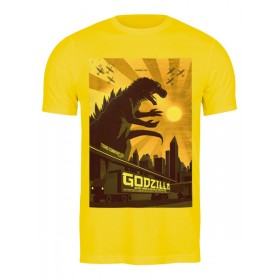 Мужская футболка с принтом Godzilla yellow в Екатеринбурге,  |  | Тематика изображения на принте: 