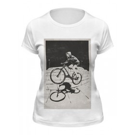 Женская футболка с принтом девушка на велосипеде в Екатеринбурге,  |  | 