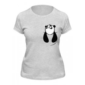 Женская футболка с принтом Панда в Кармане в Екатеринбурге,  |  | 
