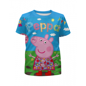 full_print_girl_tee с принтом Peppa Pig в Екатеринбурге,  |  | 