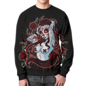 full_print_sweatshirt с принтом Sugar skull girl в Екатеринбурге,  |  | 