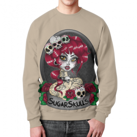 full_print_sweatshirt с принтом Sugar skull girl в Екатеринбурге,  |  | 