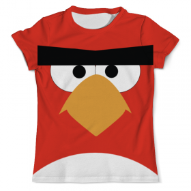 Мужская футболка 3D с принтом Angry Birds в Екатеринбурге, Футболка с нанесением полноцветного изображения по всей поверхности может быть выполнена в двух вариантах - ХЛОПОК и СИНТЕТИКА. | Хлопок - ткань из 100% хлопка высшего качества пенье.  <br>Синтетика - ткань с высоким содержанием синтетического волокна (до 80%).  Материал хорошо тянется, имеет приятную на ощупь фактуру | 