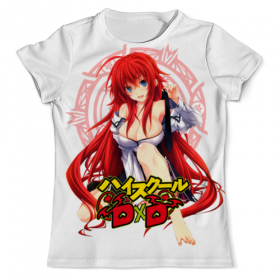 full_print_tee с принтом High School DxD в Екатеринбурге, Футболка с нанесением полноцветного изображения по всей поверхности может быть выполнена в двух вариантах - ХЛОПОК и СИНТЕТИКА. | Хлопок - ткань из 100% хлопка высшего качества пенье.  <br>Синтетика - ткань с высоким содержанием синтетического волокна (до 80%).  Материал хорошо тянется, имеет приятную на ощупь фактуру | 