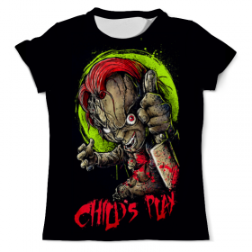 full_print_tee с принтом Chucky (Childs Play) в Екатеринбурге, Футболка с нанесением полноцветного изображения по всей поверхности может быть выполнена в двух вариантах - ХЛОПОК и СИНТЕТИКА. | Хлопок - ткань из 100% хлопка высшего качества пенье.  <br>Синтетика - ткань с высоким содержанием синтетического волокна (до 80%).  Материал хорошо тянется, имеет приятную на ощупь фактуру | 