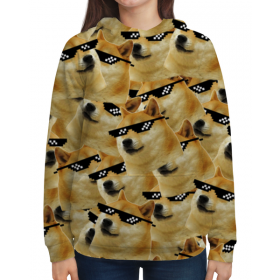 full_print_woman_hoodie с принтом Doge meme, deal with it очки в Екатеринбурге,  |  | 