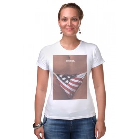 Женская футболка стрэйч с принтом amorica. в Екатеринбурге,  |  | Тематика изображения на принте: 