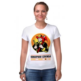 Женская футболка стрэйч с принтом Пожарная служба - оригинальная коллекция в Екатеринбурге,  |  | 
