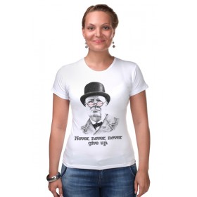Женская футболка стрэйч с принтом Уинстон Черчилль в Екатеринбурге,  |  | 