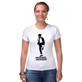 Женская футболка стрэйч с принтом Michael Jackson в Екатеринбурге,  |  | 