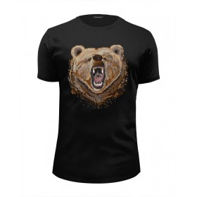 Мужская футболка Premium с принтом Пиксельный Медведь в Екатеринбурге, Белый, черный, серый меланж, голубой: 100% хлопок, плотность 160 гр. Остальные цвета: 92% хлопок, 8% лайкра, плотность 170-180гр. |  | 