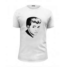 Мужская футболка Premium с принтом Дейв Гаан (Depeche Mode) в Екатеринбурге, Белый, черный, серый меланж, голубой: 100% хлопок, плотность 160 гр. Остальные цвета: 92% хлопок, 8% лайкра, плотность 170-180гр. |  | 