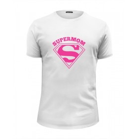 Мужская футболка Premium с принтом Супермама (Supermom) в Екатеринбурге, Белый, черный, серый меланж, голубой: 100% хлопок, плотность 160 гр. Остальные цвета: 92% хлопок, 8% лайкра, плотность 170-180гр. |  | 