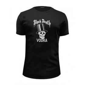 Мужская футболка Premium с принтом Black Death Vodka в Екатеринбурге, Белый, черный, серый меланж, голубой: 100% хлопок, плотность 160 гр. Остальные цвета: 92% хлопок, 8% лайкра, плотность 170-180гр. |  | 