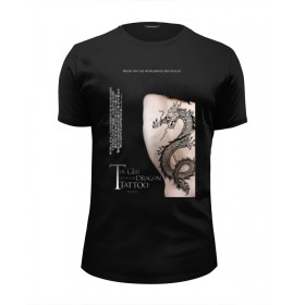 Мужская футболка Premium с принтом Девушка с татуировкой дракона в Екатеринбурге, Белый, черный, серый меланж, голубой: 100% хлопок, плотность 160 гр. Остальные цвета: 92% хлопок, 8% лайкра, плотность 170-180гр. |  | 