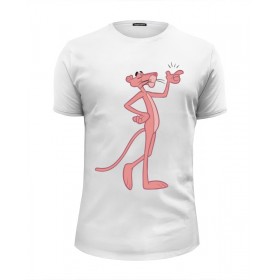 Мужская футболка Premium с принтом Розовая пантера в Екатеринбурге, Белый, черный, серый меланж, голубой: 100% хлопок, плотность 160 гр. Остальные цвета: 92% хлопок, 8% лайкра, плотность 170-180гр. |  | 