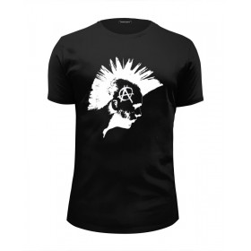 Мужская футболка Premium с принтом Punks Not Dead в Екатеринбурге, Белый, черный, серый меланж, голубой: 100% хлопок, плотность 160 гр. Остальные цвета: 92% хлопок, 8% лайкра, плотность 170-180гр. |  | 