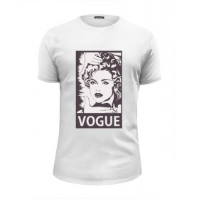 Мужская футболка Premium с принтом Мадонна (Vogue) в Екатеринбурге, Белый, черный, серый меланж, голубой: 100% хлопок, плотность 160 гр. Остальные цвета: 92% хлопок, 8% лайкра, плотность 170-180гр. |  | 