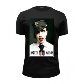 Мужская футболка Premium с принтом Marilyn Manson в Екатеринбурге, Белый, черный, серый меланж, голубой: 100% хлопок, плотность 160 гр. Остальные цвета: 92% хлопок, 8% лайкра, плотность 170-180гр. |  | 