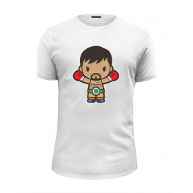 Мужская футболка Premium с принтом Мэнни Пакьяо (Pacman) в Екатеринбурге, Белый, черный, серый меланж, голубой: 100% хлопок, плотность 160 гр. Остальные цвета: 92% хлопок, 8% лайкра, плотность 170-180гр. |  | 