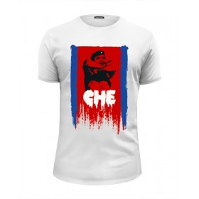 Мужская футболка Premium с принтом СHE Guevara в Екатеринбурге, Белый, черный, серый меланж, голубой: 100% хлопок, плотность 160 гр. Остальные цвета: 92% хлопок, 8% лайкра, плотность 170-180гр. |  | 