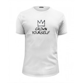 Мужская футболка Premium с принтом Корона / Баския в Екатеринбурге, Белый, черный, серый меланж, голубой: 100% хлопок, плотность 160 гр. Остальные цвета: 92% хлопок, 8% лайкра, плотность 170-180гр. |  | 