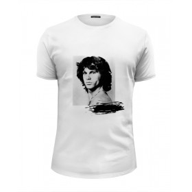 Мужская футболка Premium с принтом Jim Morrison в Екатеринбурге, Белый, черный, серый меланж, голубой: 100% хлопок, плотность 160 гр. Остальные цвета: 92% хлопок, 8% лайкра, плотность 170-180гр. |  | 