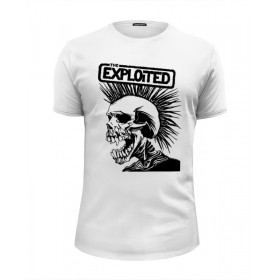 Мужская футболка Premium с принтом The Exploited в Екатеринбурге, Белый, черный, серый меланж, голубой: 100% хлопок, плотность 160 гр. Остальные цвета: 92% хлопок, 8% лайкра, плотность 170-180гр. |  | 