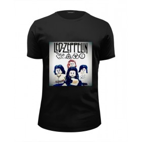 Мужская футболка Premium с принтом Led Zeppelin - toys в Екатеринбурге, Белый, черный, серый меланж, голубой: 100% хлопок, плотность 160 гр. Остальные цвета: 92% хлопок, 8% лайкра, плотность 170-180гр. |  | Тематика изображения на принте: 