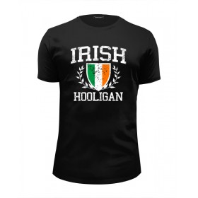 Мужская футболка Premium с принтом Ирландский Хулиган в Екатеринбурге, Белый, черный, серый меланж, голубой: 100% хлопок, плотность 160 гр. Остальные цвета: 92% хлопок, 8% лайкра, плотность 170-180гр. |  | 