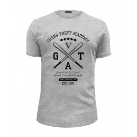Мужская футболка Premium с принтом GTA в Екатеринбурге, Белый, черный, серый меланж, голубой: 100% хлопок, плотность 160 гр. Остальные цвета: 92% хлопок, 8% лайкра, плотность 170-180гр. |  | Тематика изображения на принте: 