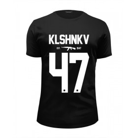 Мужская футболка Premium с принтом KLSHNKV 47 by DESIGN MINISTRY в Екатеринбурге, Белый, черный, серый меланж, голубой: 100% хлопок, плотность 160 гр. Остальные цвета: 92% хлопок, 8% лайкра, плотность 170-180гр. |  | Тематика изображения на принте: 