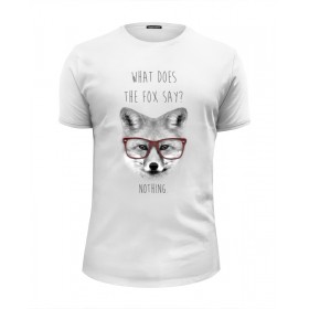 Мужская футболка Premium с принтом Лиса в очках в Екатеринбурге, Белый, черный, серый меланж, голубой: 100% хлопок, плотность 160 гр. Остальные цвета: 92% хлопок, 8% лайкра, плотность 170-180гр. |  | 