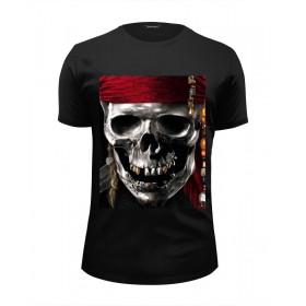 Мужская футболка Premium с принтом пираты карибского моря в Екатеринбурге, Белый, черный, серый меланж, голубой: 100% хлопок, плотность 160 гр. Остальные цвета: 92% хлопок, 8% лайкра, плотность 170-180гр. |  | 