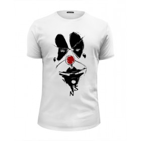 Мужская футболка Premium с принтом Грустный Клоун - Sad Clown в Екатеринбурге, Белый, черный, серый меланж, голубой: 100% хлопок, плотность 160 гр. Остальные цвета: 92% хлопок, 8% лайкра, плотность 170-180гр. |  | 