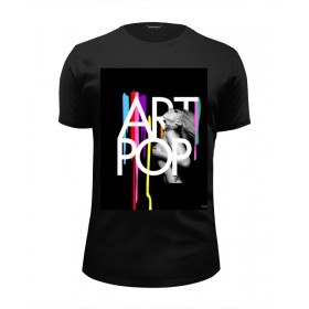 Мужская футболка Premium с принтом ARTPOP Lady Gaga в Екатеринбурге, Белый, черный, серый меланж, голубой: 100% хлопок, плотность 160 гр. Остальные цвета: 92% хлопок, 8% лайкра, плотность 170-180гр. |  | 
