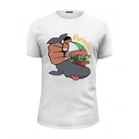 Мужская футболка Premium с принтом Gorillaz Russel в Екатеринбурге, Белый, черный, серый меланж, голубой: 100% хлопок, плотность 160 гр. Остальные цвета: 92% хлопок, 8% лайкра, плотность 170-180гр. |  | 