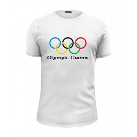 Мужская футболка Premium с принтом Olympic в Екатеринбурге, Белый, черный, серый меланж, голубой: 100% хлопок, плотность 160 гр. Остальные цвета: 92% хлопок, 8% лайкра, плотность 170-180гр. |  | 