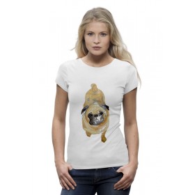 Женская футболка Premium с принтом Нарисованный мопс в Екатеринбурге,  |  | 