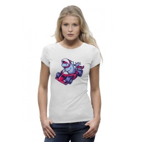 Женская футболка Premium с принтом Динозавр на Картинге в Екатеринбурге,  |  | 