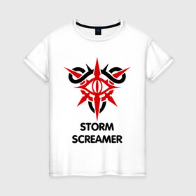 Женская футболка хлопок с принтом Dark Elf Mage - Storm Screamer в Екатеринбурге, 100% хлопок | прямой крой, круглый вырез горловины, длина до линии бедер, слегка спущенное плечо | elf | lineage | storm screamer