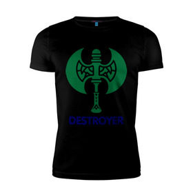 Мужская футболка премиум с принтом Orc Fighter - Destroyer в Екатеринбурге, 92% хлопок, 8% лайкра | приталенный силуэт, круглый вырез ворота, длина до линии бедра, короткий рукав | destroyer | lineage
