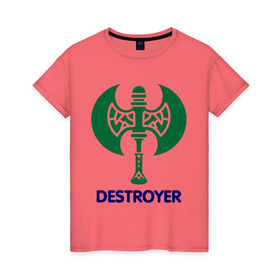 Женская футболка хлопок с принтом Orc Fighter - Destroyer в Екатеринбурге, 100% хлопок | прямой крой, круглый вырез горловины, длина до линии бедер, слегка спущенное плечо | destroyer | lineage