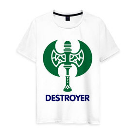 Мужская футболка хлопок с принтом Orc Fighter - Destroyer в Екатеринбурге, 100% хлопок | прямой крой, круглый вырез горловины, длина до линии бедер, слегка спущенное плечо. | destroyer | lineage