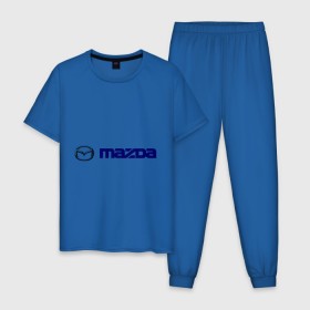 Мужская пижама хлопок с принтом Mazda в Екатеринбурге, 100% хлопок | брюки и футболка прямого кроя, без карманов, на брюках мягкая резинка на поясе и по низу штанин
 | 