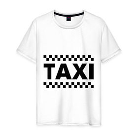 Мужская футболка хлопок с принтом Taxi в Екатеринбурге, 100% хлопок | прямой крой, круглый вырез горловины, длина до линии бедер, слегка спущенное плечо. | taxi | для таксиста | такси | таксист | шашечки
