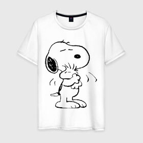 Мужская футболка хлопок с принтом Snoopy в Екатеринбурге, 100% хлопок | прямой крой, круглый вырез горловины, длина до линии бедер, слегка спущенное плечо. | snoopy | сгупи