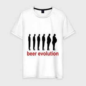 Мужская футболка хлопок с принтом Beer evolution в Екатеринбурге, 100% хлопок | прямой крой, круглый вырез горловины, длина до линии бедер, слегка спущенное плечо. | beer evolution