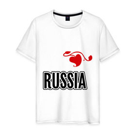 Мужская футболка хлопок с принтом Russia leaf в Екатеринбурге, 100% хлопок | прямой крой, круглый вырез горловины, длина до линии бедер, слегка спущенное плечо. | russia | россия | русский | сердце | че2012 | я русский